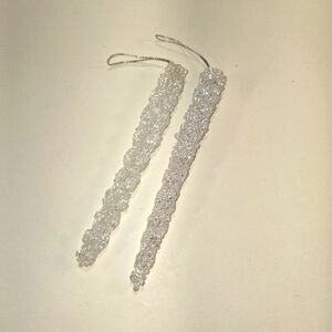 Christmas Ornaments, Lightweight, Plastic, Sparkly Icicles, Like New, set of 2